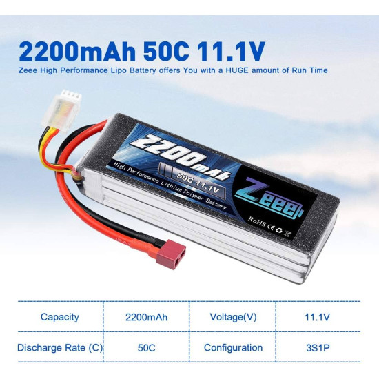 Batterie Lipo 3S 50C 2200mAh Avec Connecteur Dean (ZEE)