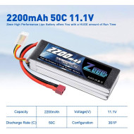 Batterie Lipo 3S 50C 2200mAh Avec Connecteur Dean (ZEE)