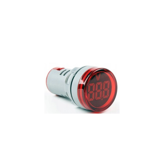 Afficheur LCD à 3 Chiffres Rouge Avec Voltmètre 20-500 VAC Rond 22mm