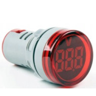 Afficheur LCD à 3 Chiffres Rouge Avec Voltmètre 20-500 VAC Rond 22mm